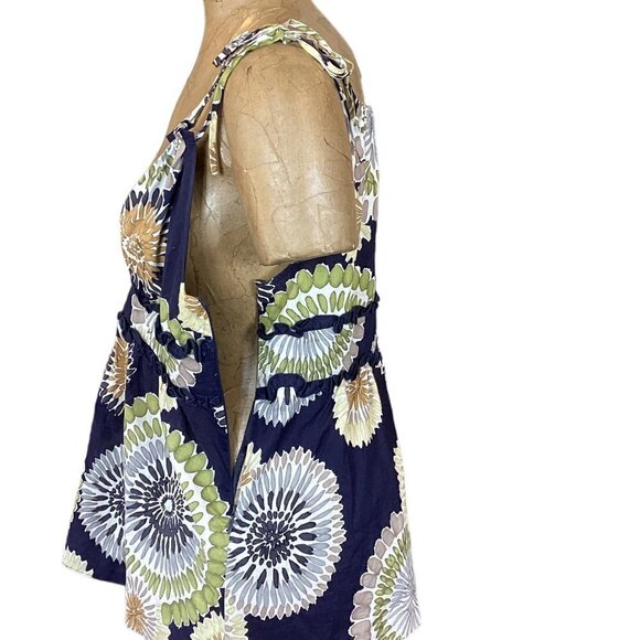 BCBGMAXAZRIA Sleeveless/Tank Top Blouse 100% Cotton Abstract Floral Blue 270A - Picture 6 of 9